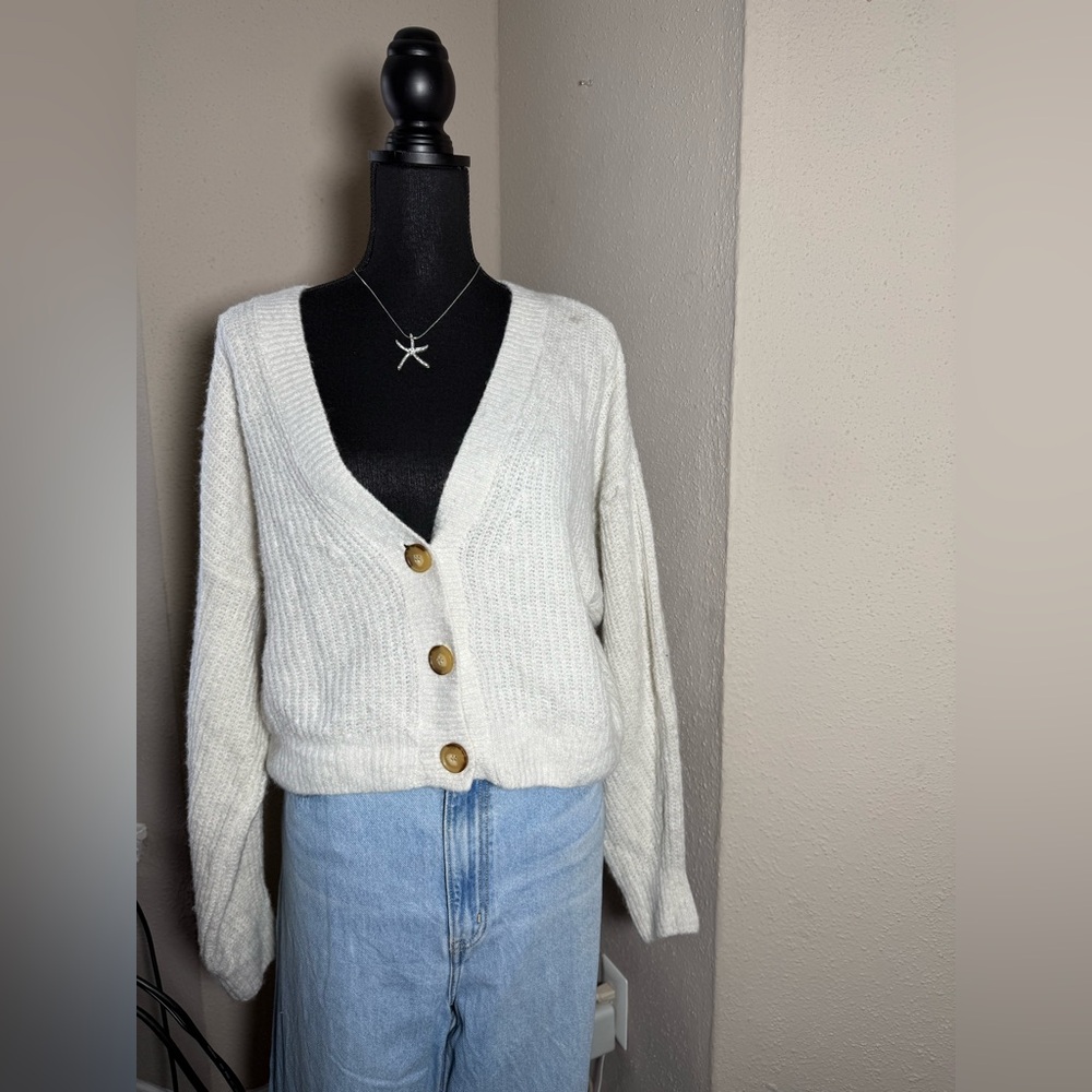 Cozy White Button-Up Sweater BOGO